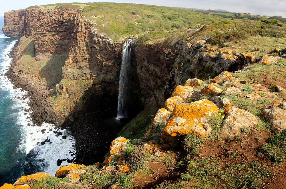 Waterfall-sea-cliff-countryside-italy art print by Giovanni Saiu for $57.95 CAD