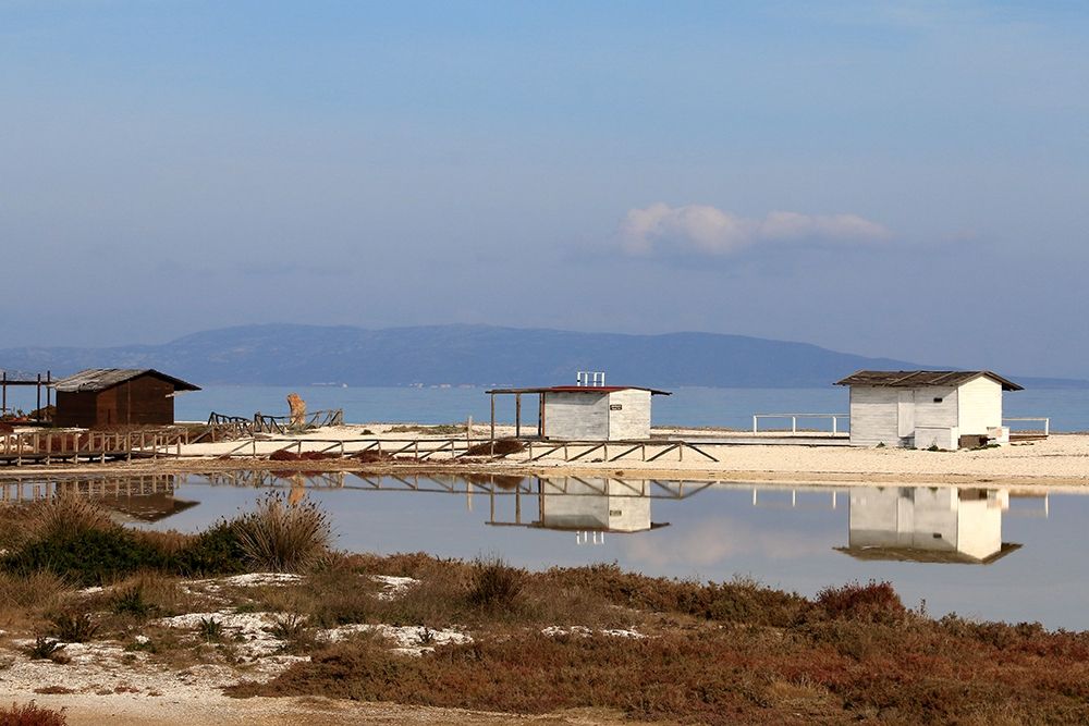Stintino-sea-salt-flats-wooden-houses-II art print by Giovanni Saiu for $57.95 CAD
