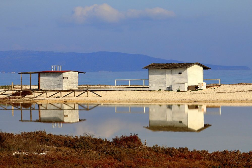 Stintino-sea-salt-flats-wooden-houses-V art print by Giovanni Saiu for $57.95 CAD