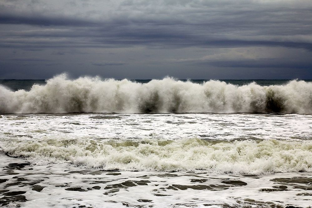Waves crashing on the coast in a cloudy day art print by Giovanni Saiu for $57.95 CAD