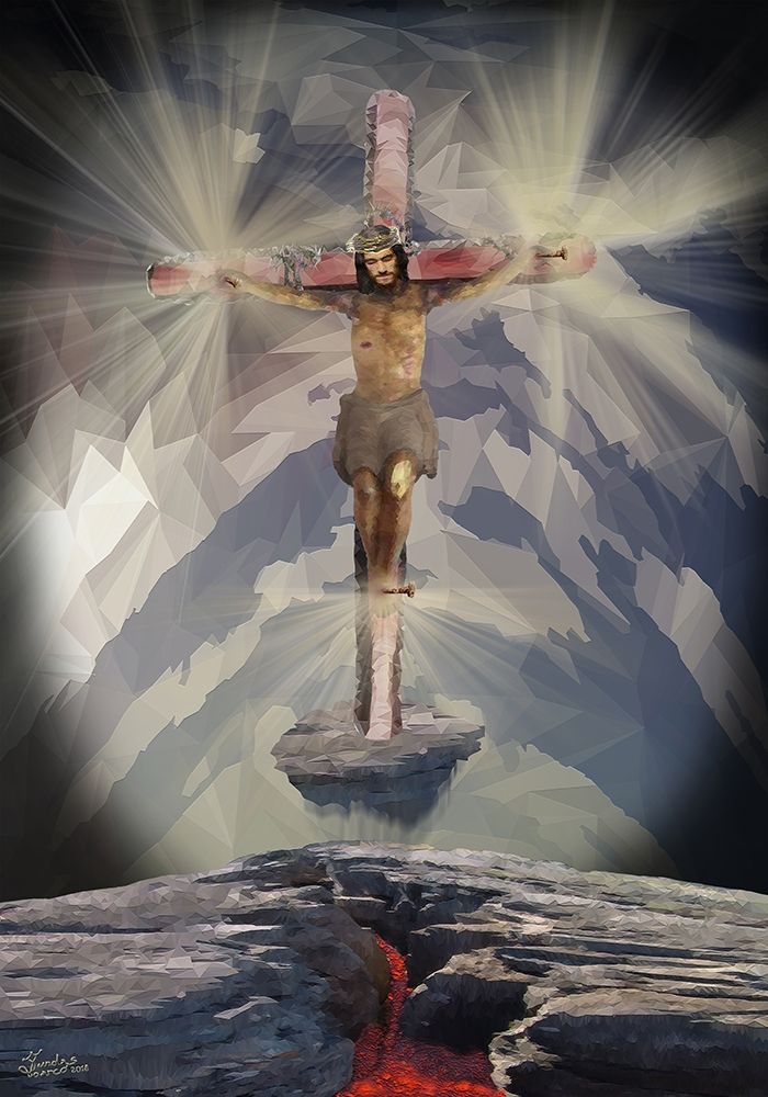 Contemporary Majestic Crucified Jesus art print by Marco Sundas for $57.95 CAD