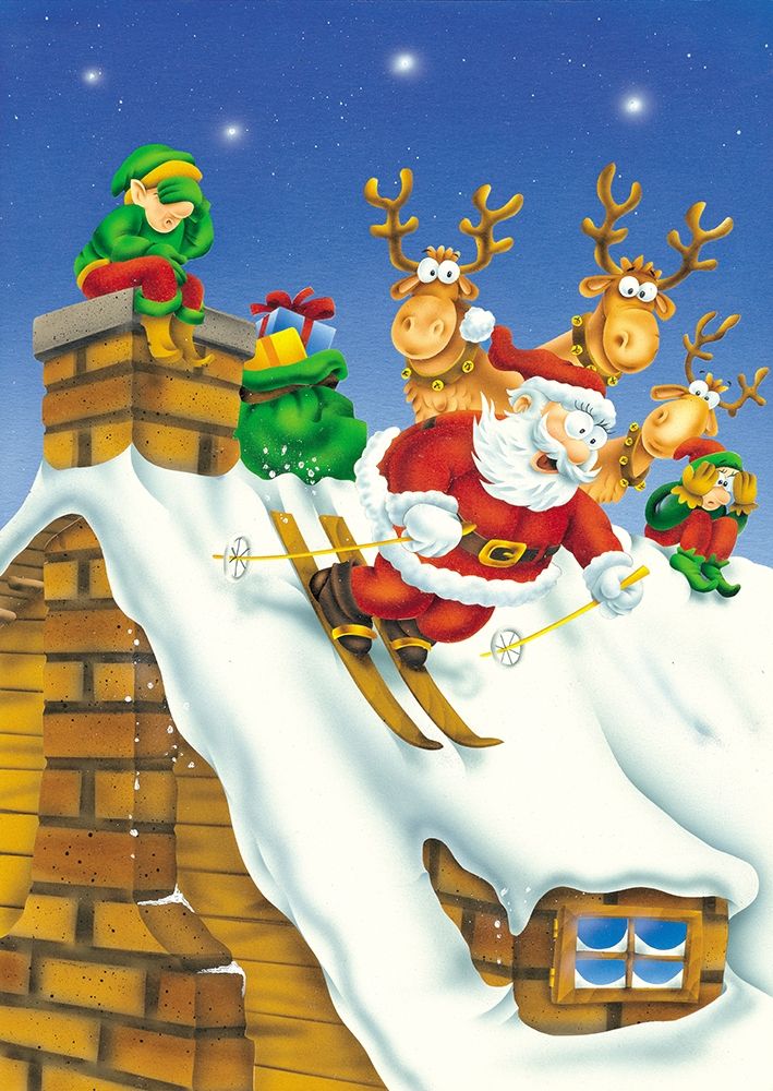 Santa skiing art print by Patrick Hoenderkamp for $57.95 CAD