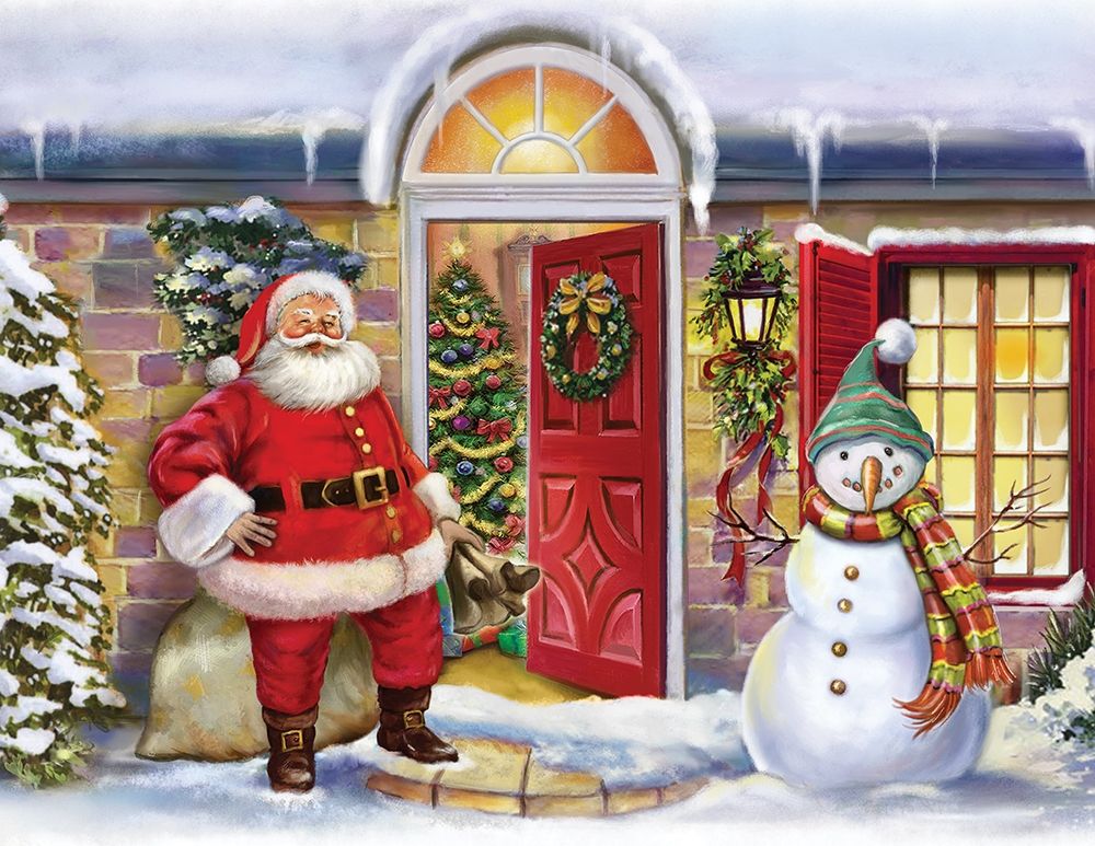 Santa At Porch art print by Patrick Hoenderkamp for $57.95 CAD