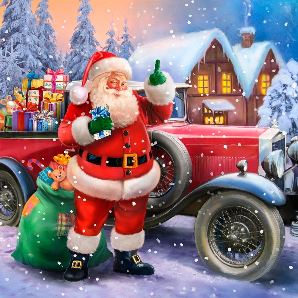 Santa With Classic Car art print by Patrick Hoenderkamp for $57.95 CAD
