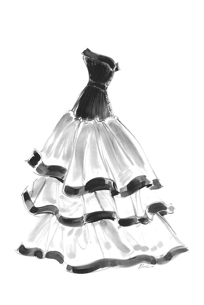 Evening Gown with Ruffles art print by Tina Amico for $57.95 CAD