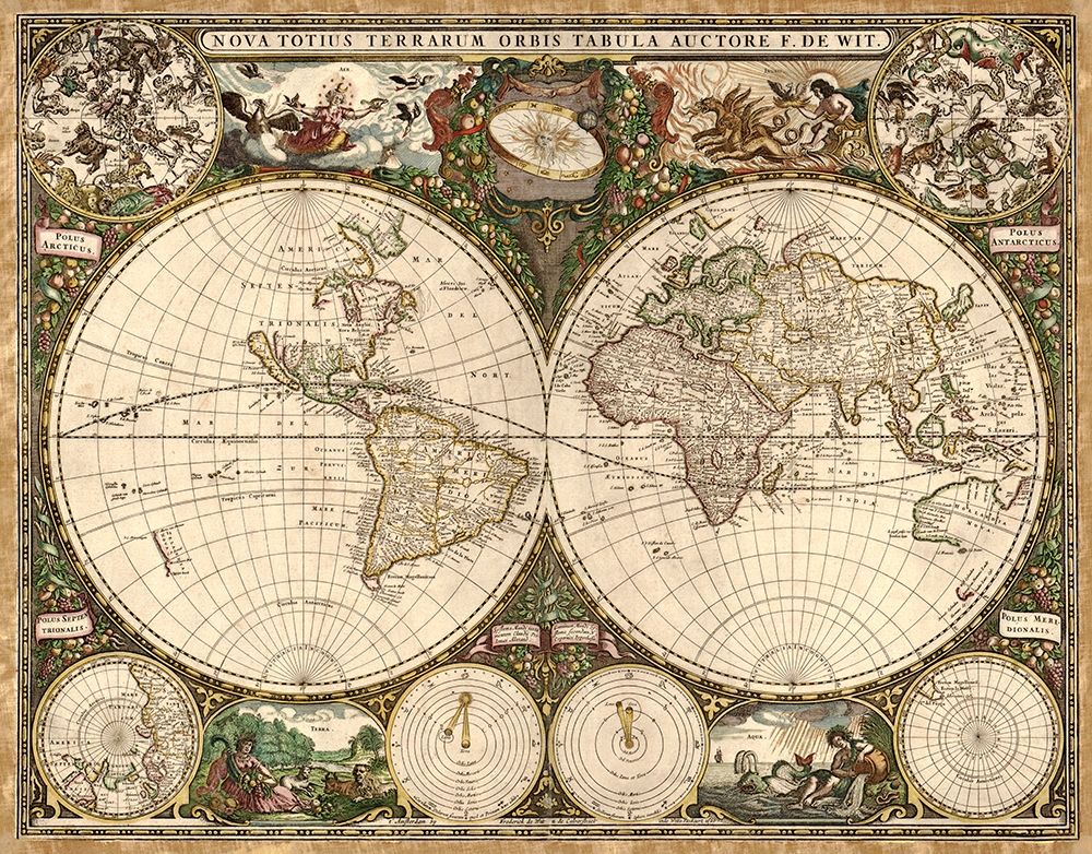 Nova Totius Terrarium Orbis, 1660 art print by Frederick de Wit for $57.95 CAD