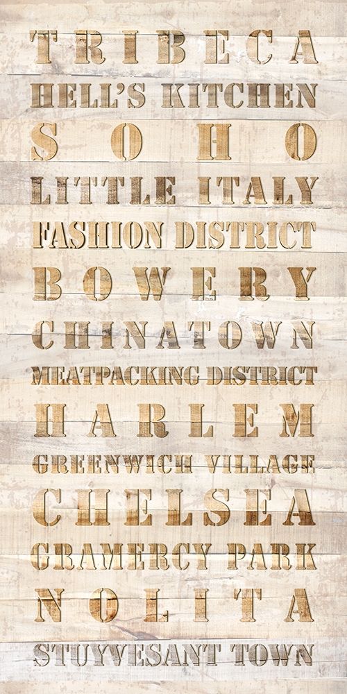 NYC Wooden Districts Sign art print by Anonymous for $57.95 CAD