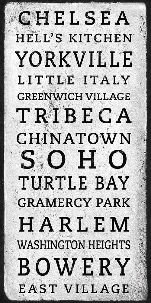 NYC Districts Sign BW art print by Anonymous for $57.95 CAD