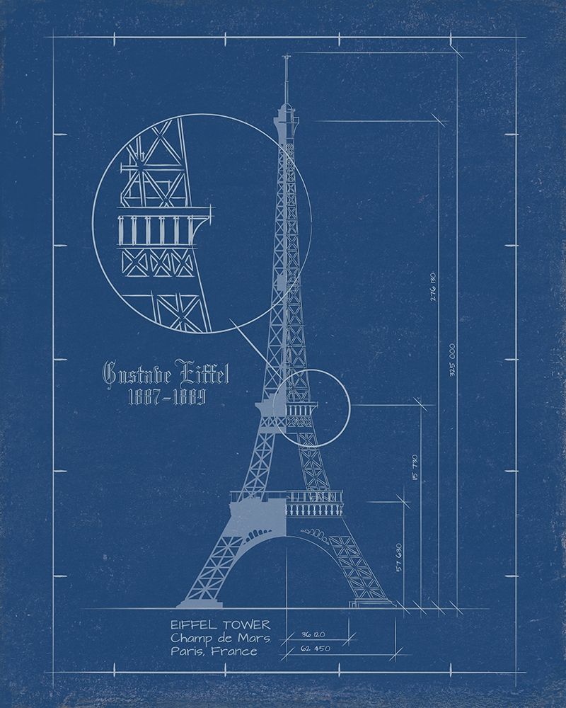 Eiffel Tower Blue Print art print by Sussenn for $57.95 CAD