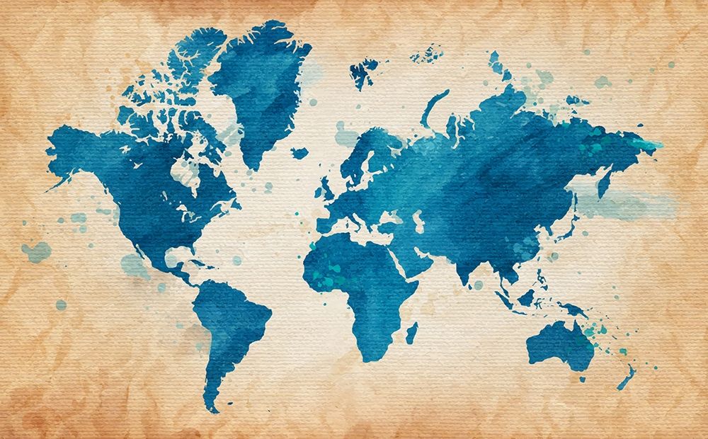 Illustrative World Map art print by Leyasw for $57.95 CAD