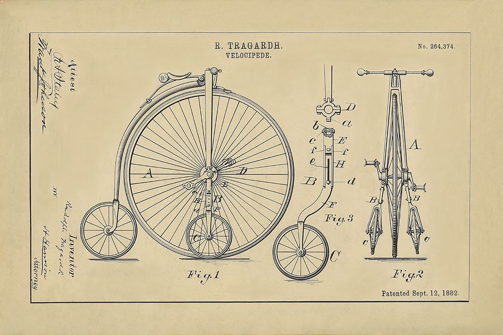 Velocipede Technical Drawing art print by Anonymous for $57.95 CAD