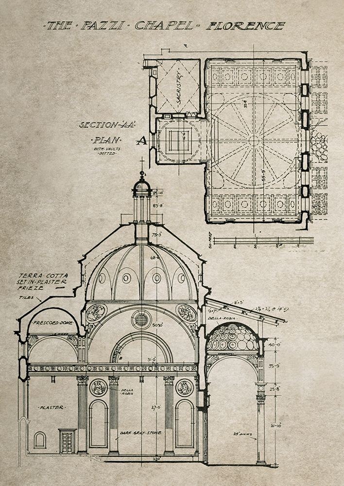 Italian Renaissance Architectural Section Chart Ib art print by Anonymous for $57.95 CAD