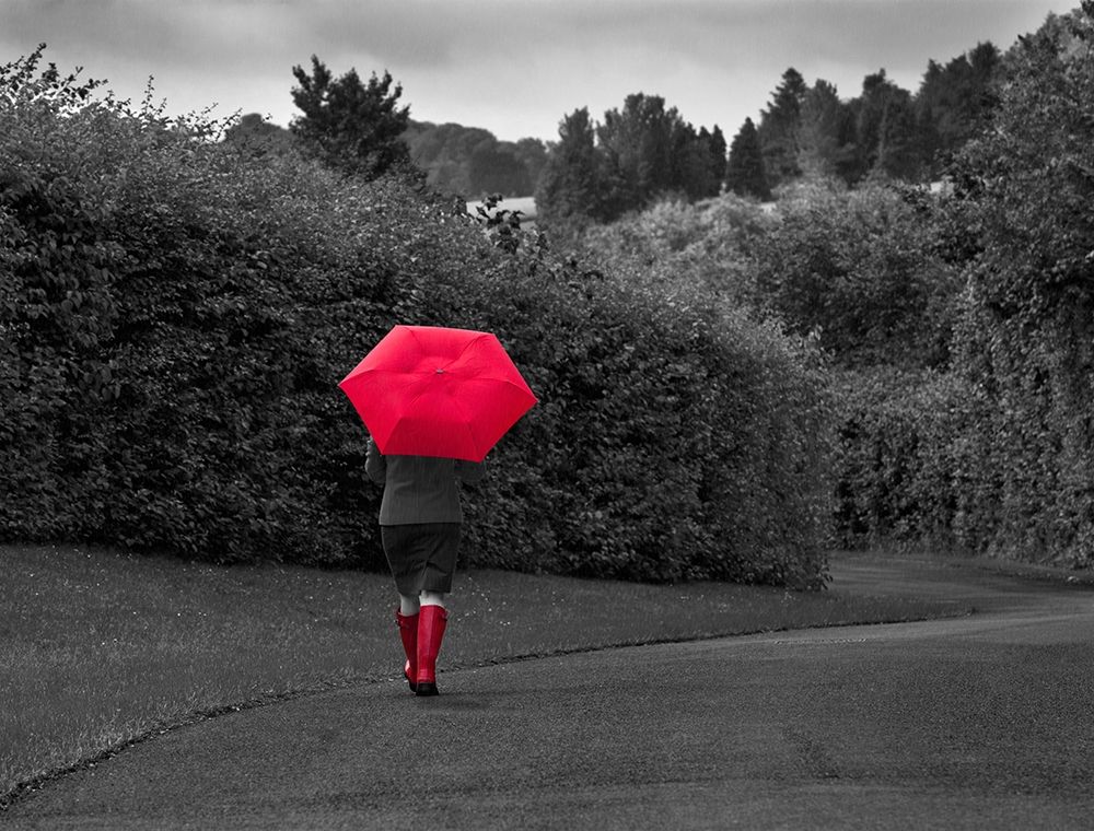 Red Boots and Umbrella art print by Anonymous for $57.95 CAD