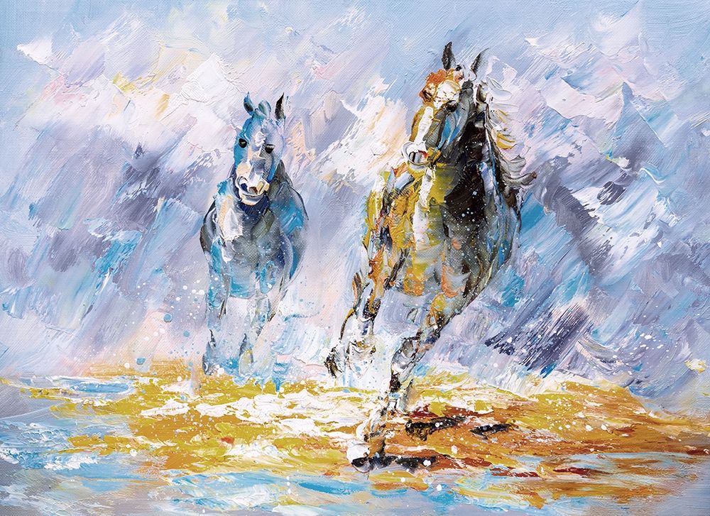 Horses Running Oil Painting art print by Y.C. Chen for $57.95 CAD