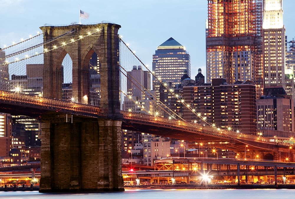Brooklyn Bridge in Lights art print by Lu Heng for $57.95 CAD