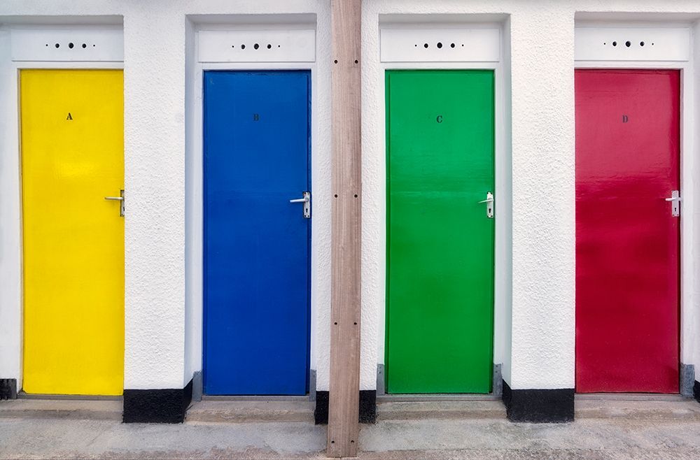 Colorful doors in St Ives. Cornwall, England. art print by Dennis Frates for $57.95 CAD