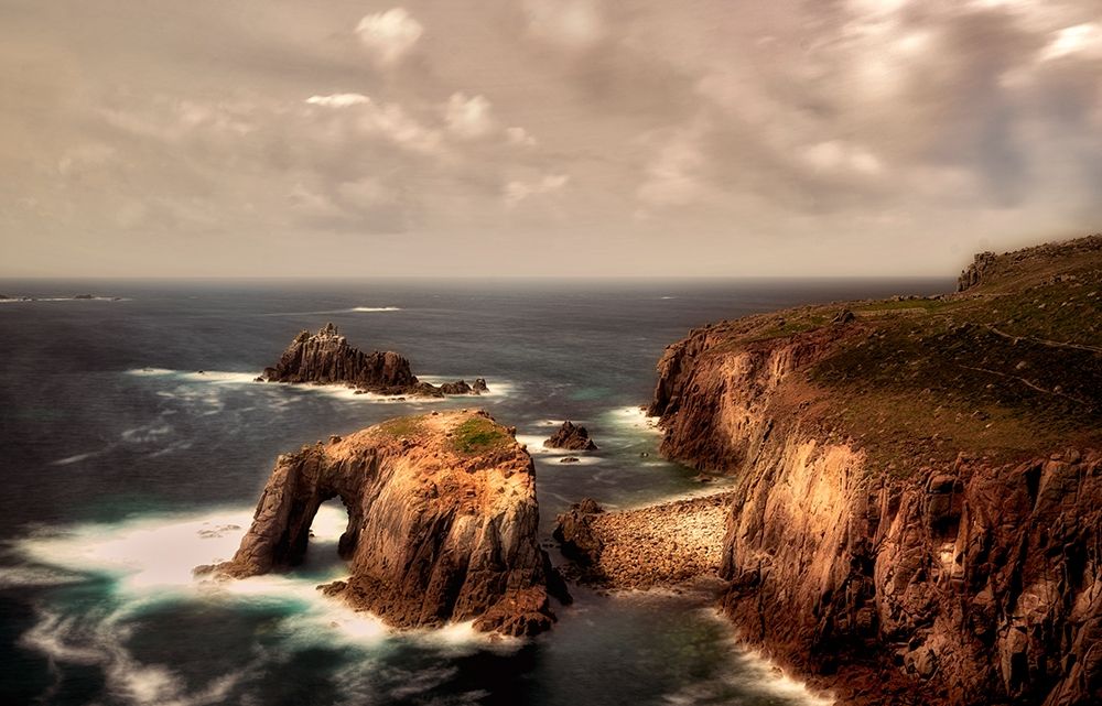 Enysdodman Arch. or Lands End Arch. Cornwall, England art print by Dennis Frates for $57.95 CAD