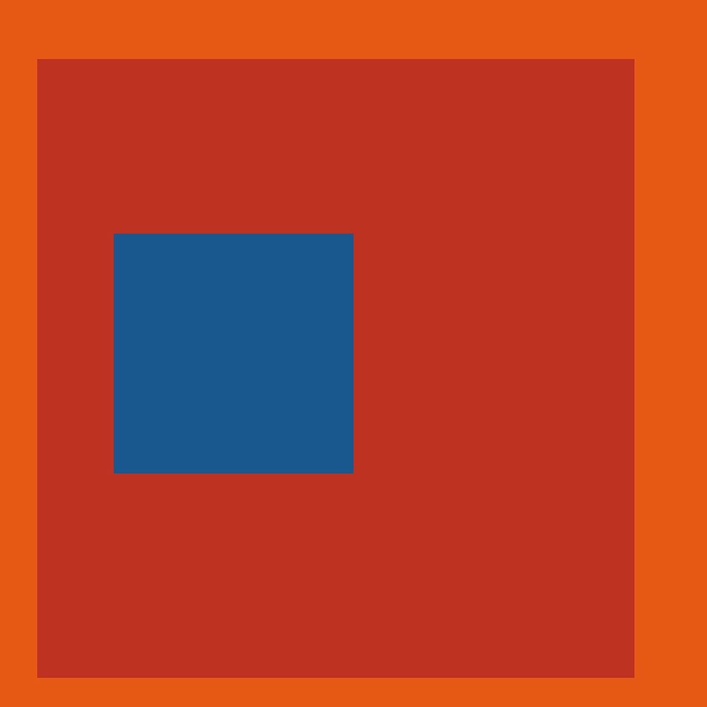 Blue Square on Red art print by Inuit for $57.95 CAD