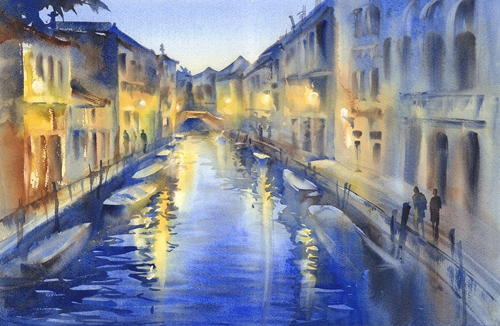 Night Lights on Venetian Canal art print by Egle Lipeikaite for $57.95 CAD