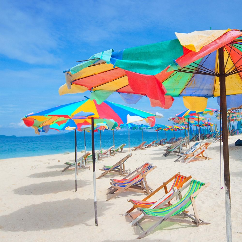 Parasols on a Tropic Isle art print by Mosin for $57.95 CAD