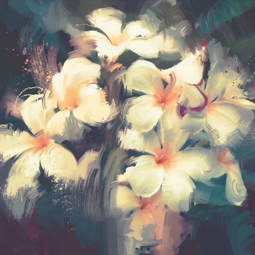 White Flowers in the Dark art print by Anonymous for $57.95 CAD