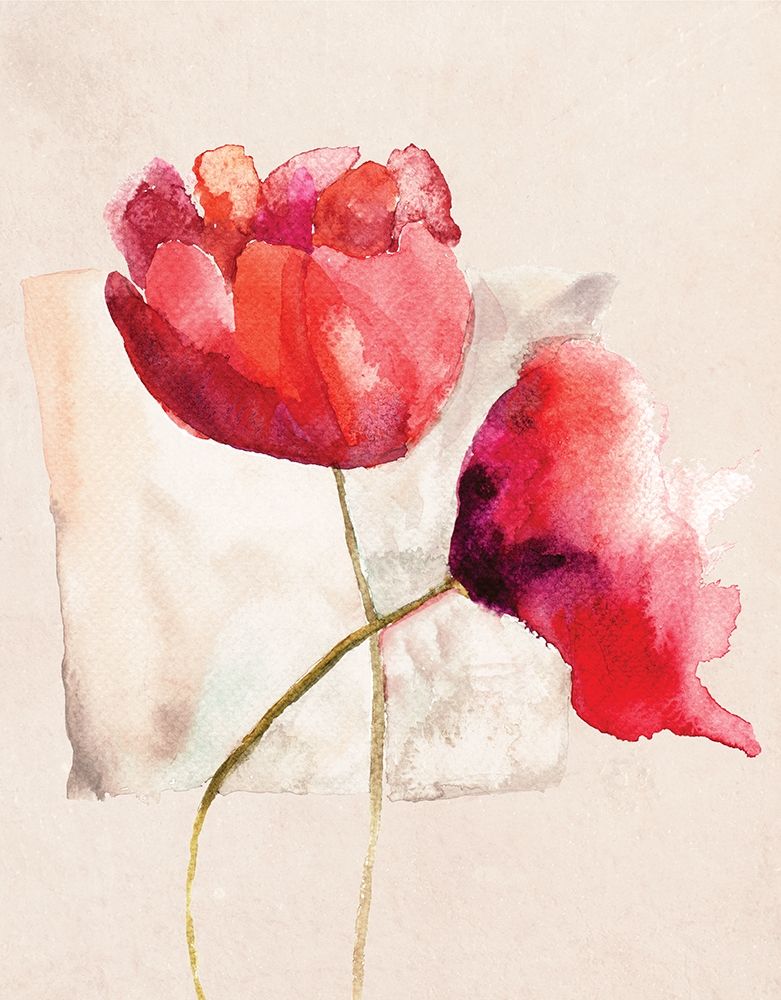 Retro Poppy Watercolor art print by R. Jersova for $57.95 CAD