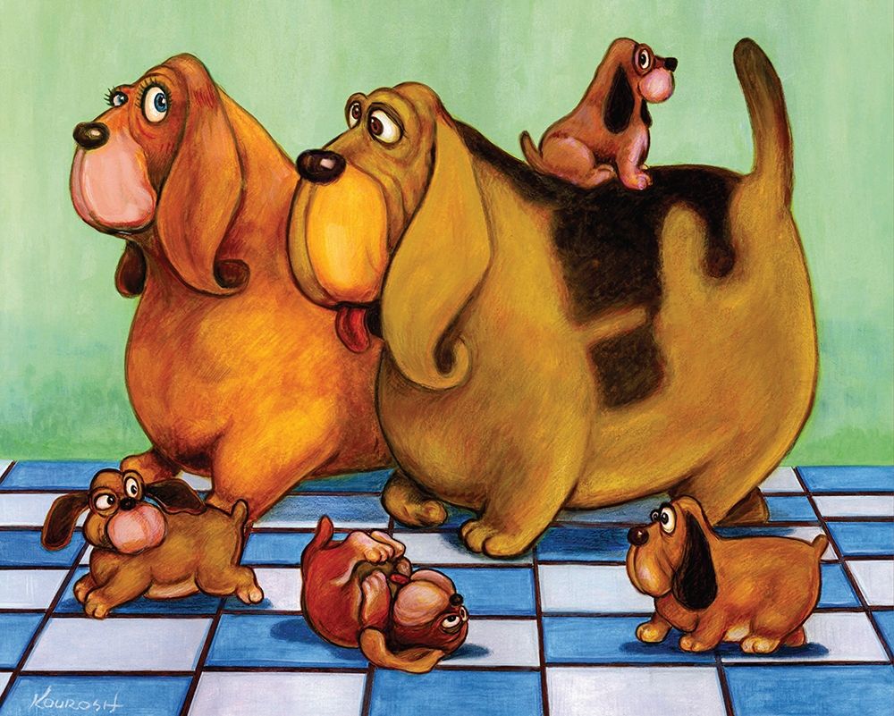 Hounddog Family Picnic art print by Kourosh for $57.95 CAD