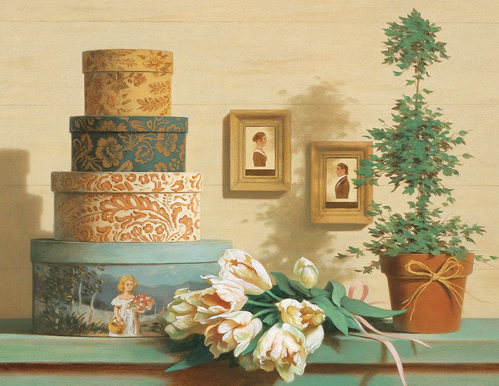 Hat Boxes on Shelf art print by Unknown for $57.95 CAD