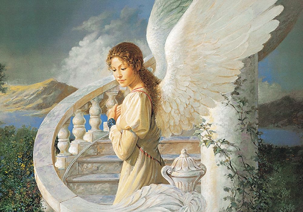 Angel on Stairway art print by Unknown for $57.95 CAD