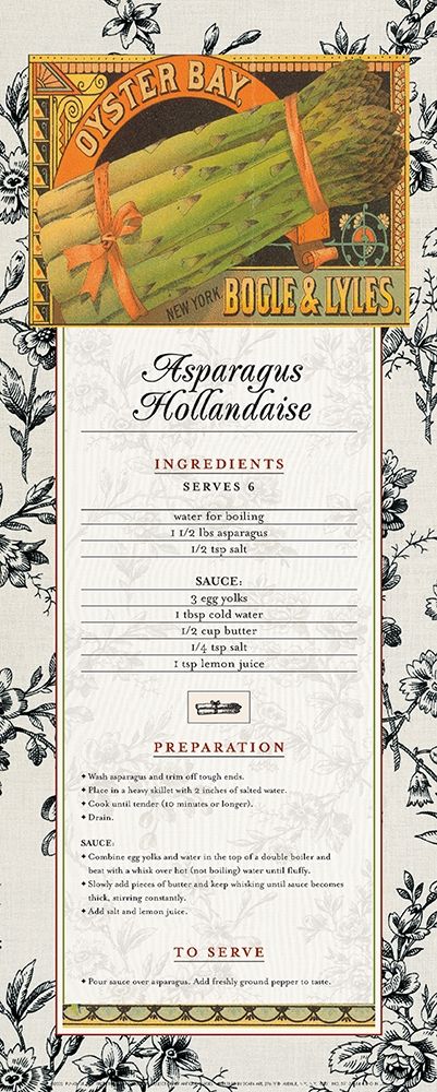 Asparagus Hollandaise art print by Unknown for $57.95 CAD