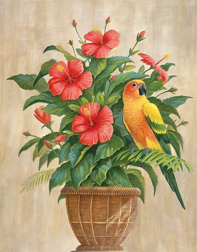 Parrot and Hibiscus art print by Unknown for $57.95 CAD