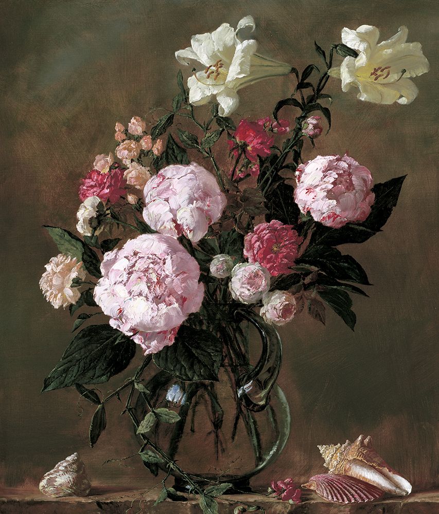 Flowers And Sea Shells art print by Unknown for $57.95 CAD