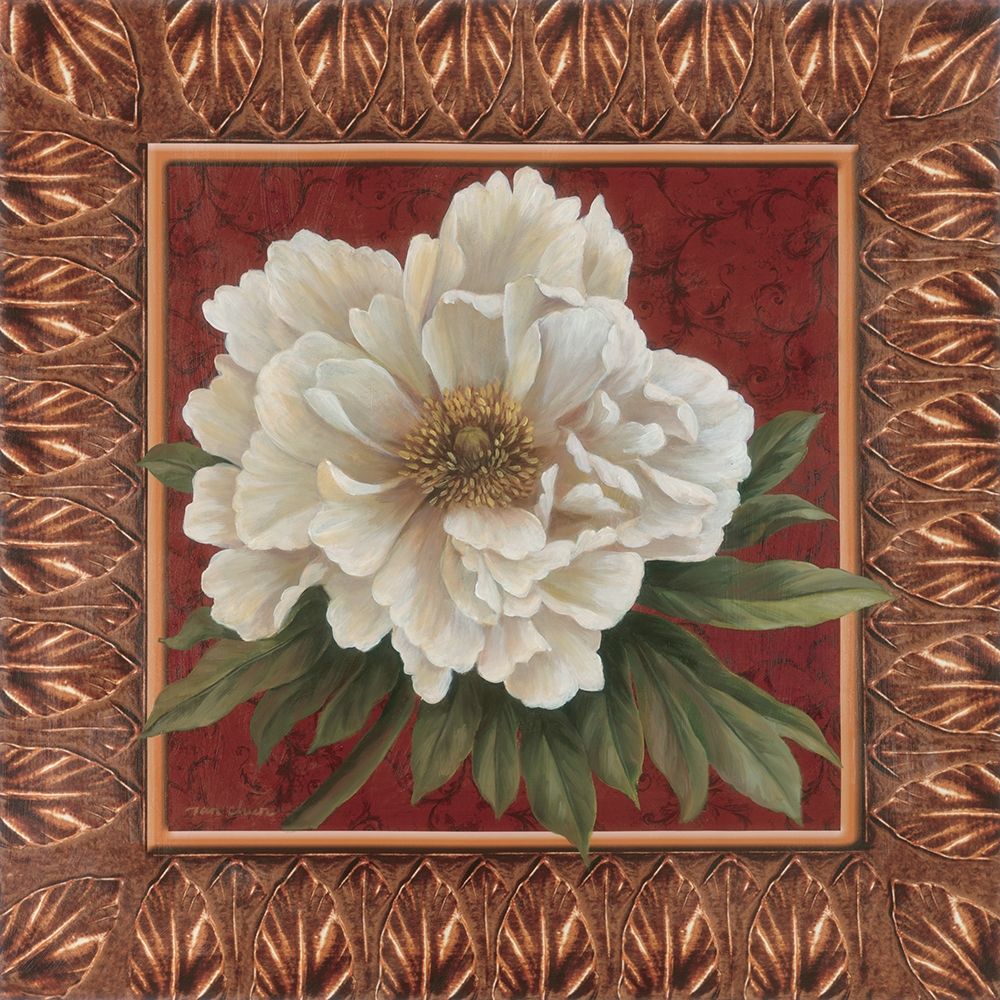 Peony in red.Gold art print by Unknown for $57.95 CAD