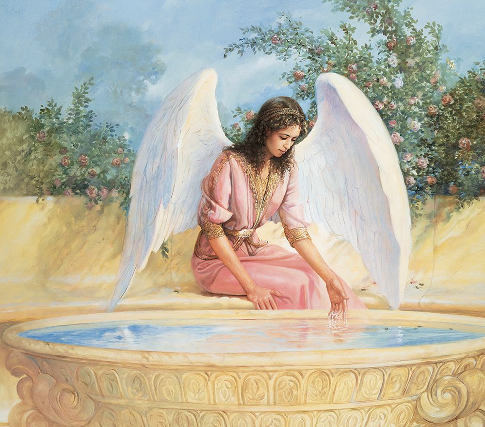Angel and Fountain art print by Unknown for $57.95 CAD