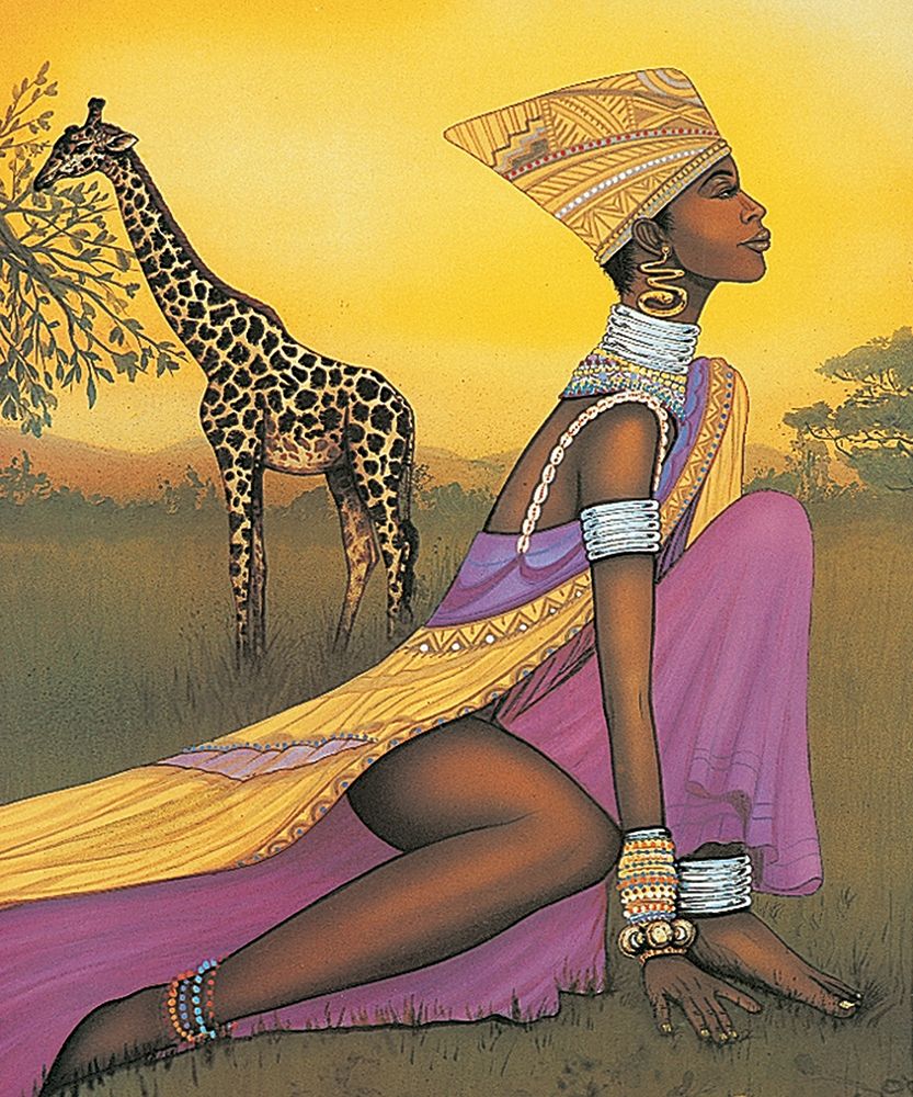 Princess and Giraffe art print by Unknown for $57.95 CAD