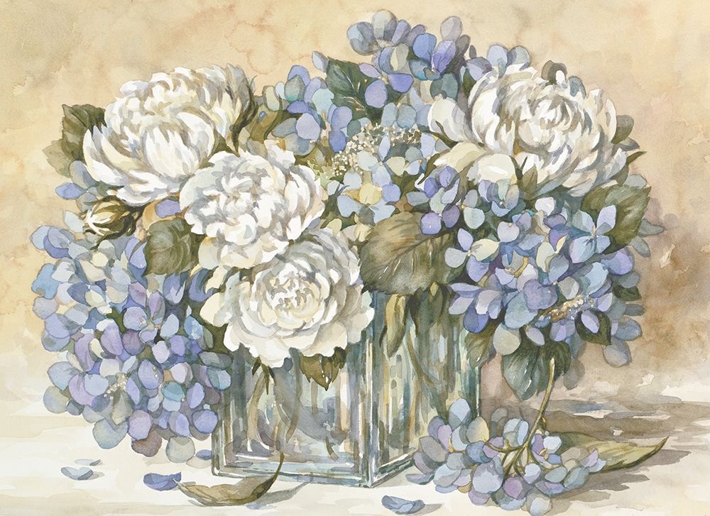 White and Blue Floral art print by Unknown for $57.95 CAD