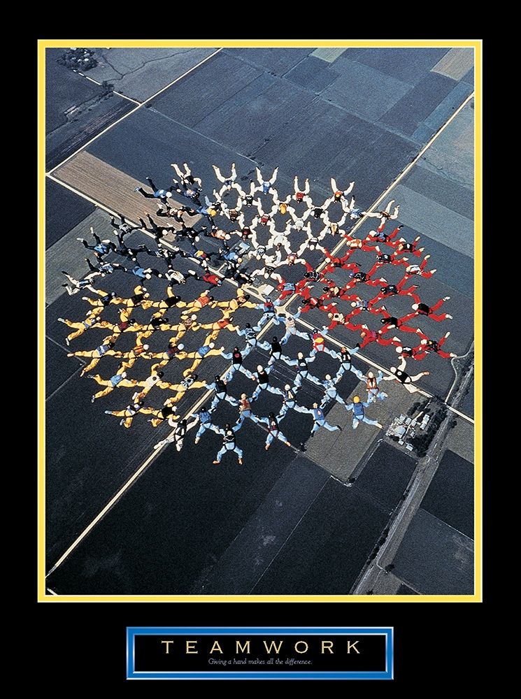 Skydivers - Teamwork art print by Unknown for $57.95 CAD