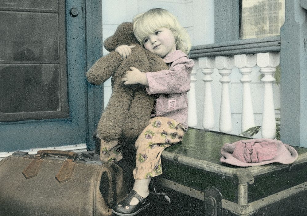 Girl and Teddy art print by Unknown for $57.95 CAD