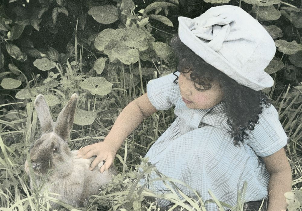 Girl and Bunny art print by Unknown for $57.95 CAD