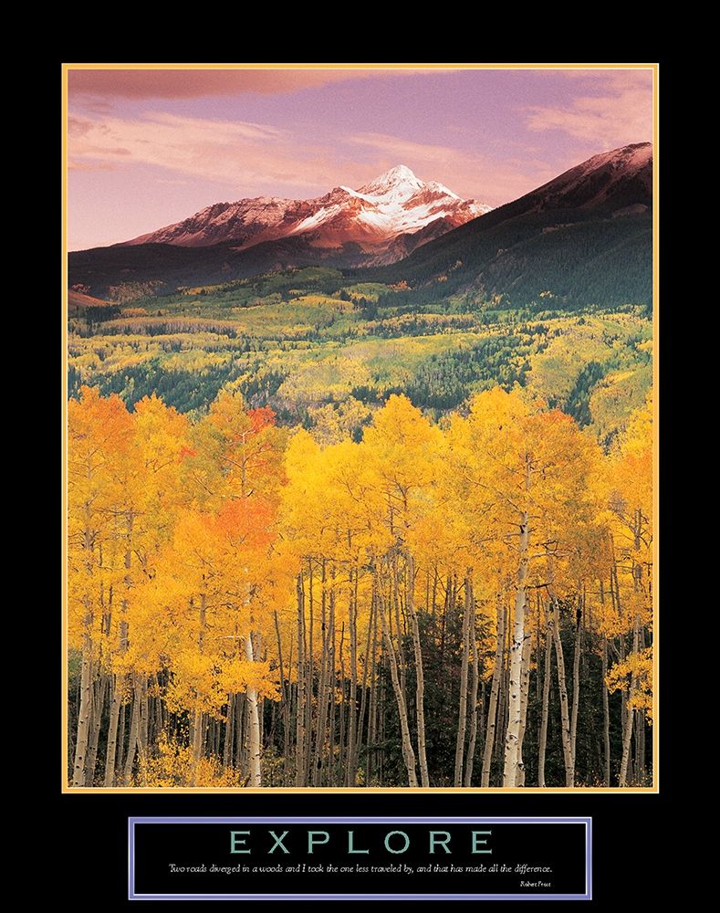 Explore - Mountain and Aspen Trees art print by Unknown for $57.95 CAD