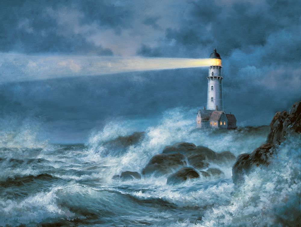 Stormy Lighthouse art print by Unknown for $57.95 CAD