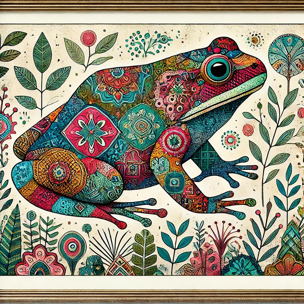 Patchwork Frog art print by Grayscale for $57.95 CAD