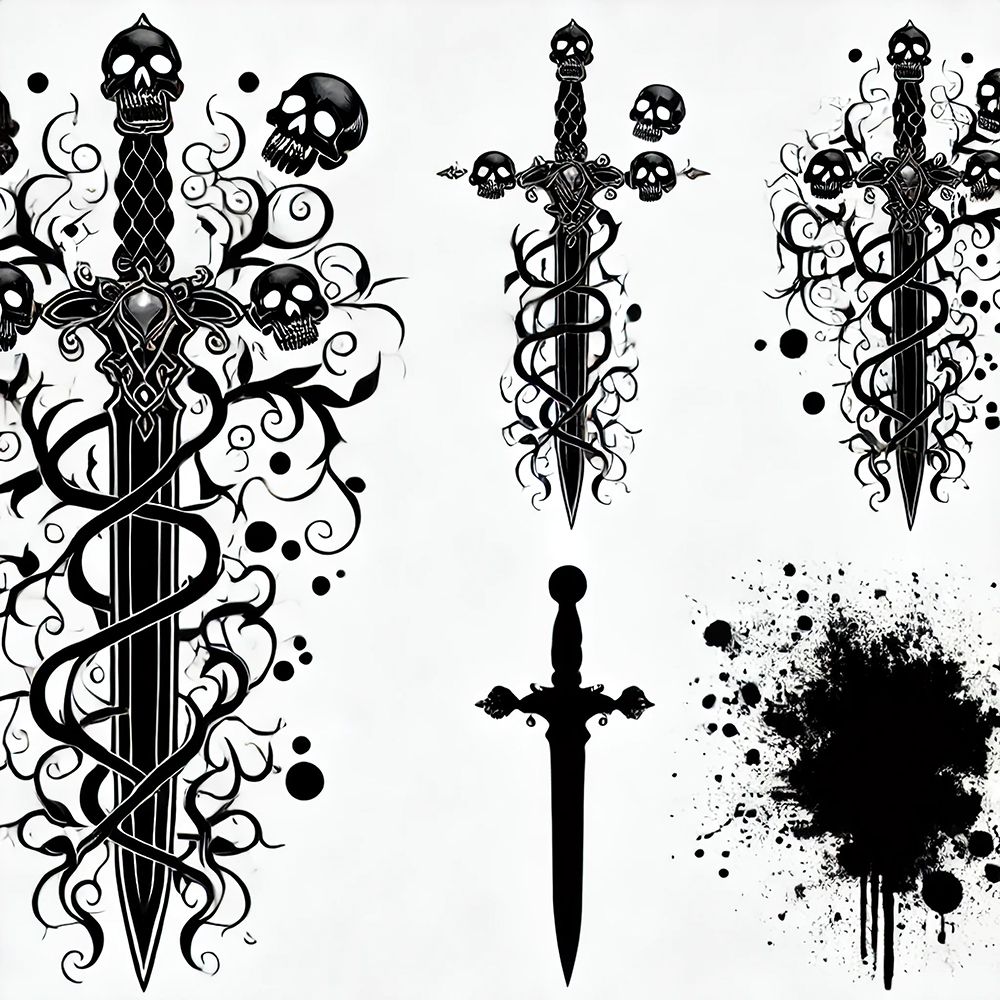 Skull Sword Tattoo art print by Grayscale for $57.95 CAD