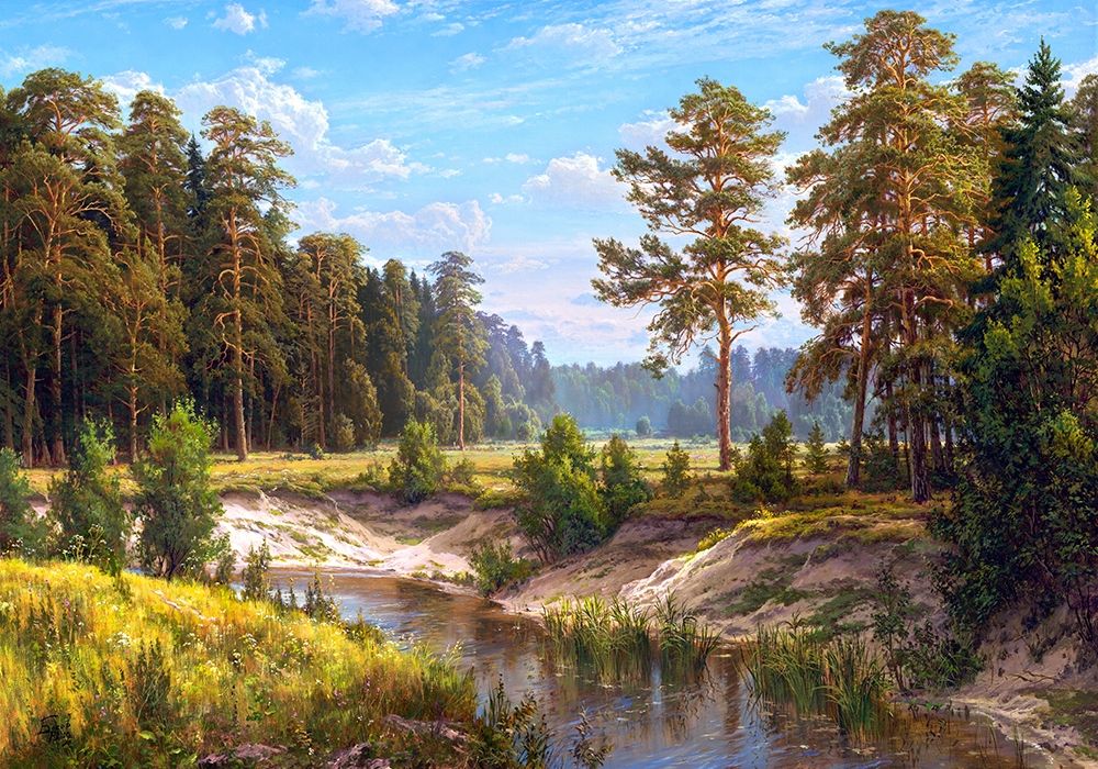 Forest river art print by Sergej Basov for $57.95 CAD