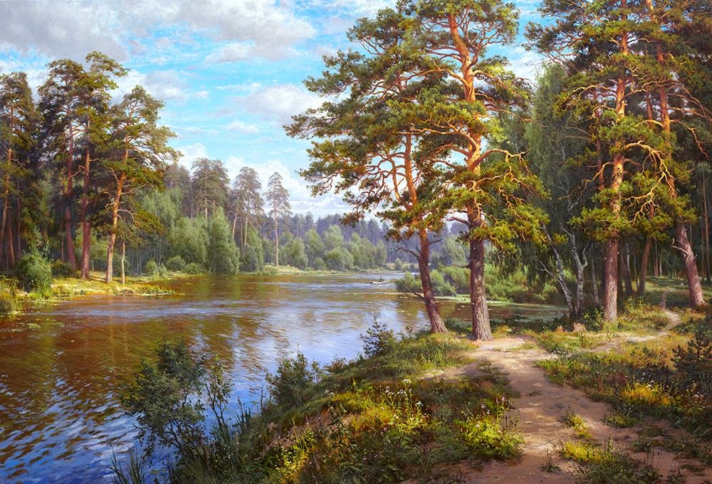 Lake at the forest art print by Sergej Basov for $57.95 CAD