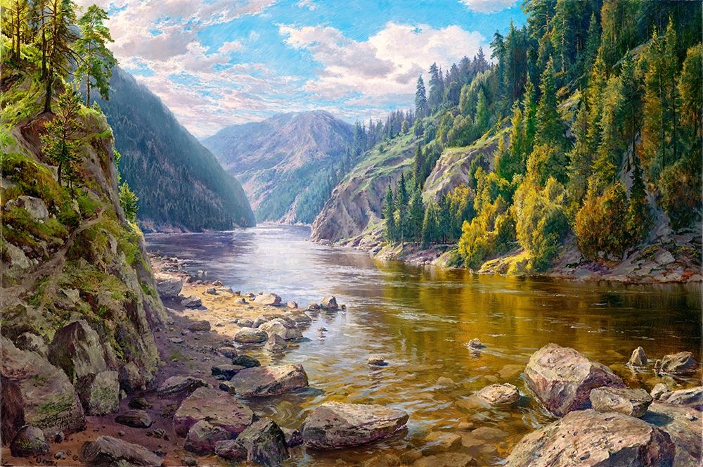 Mountain river art print by Sergej Basov for $57.95 CAD
