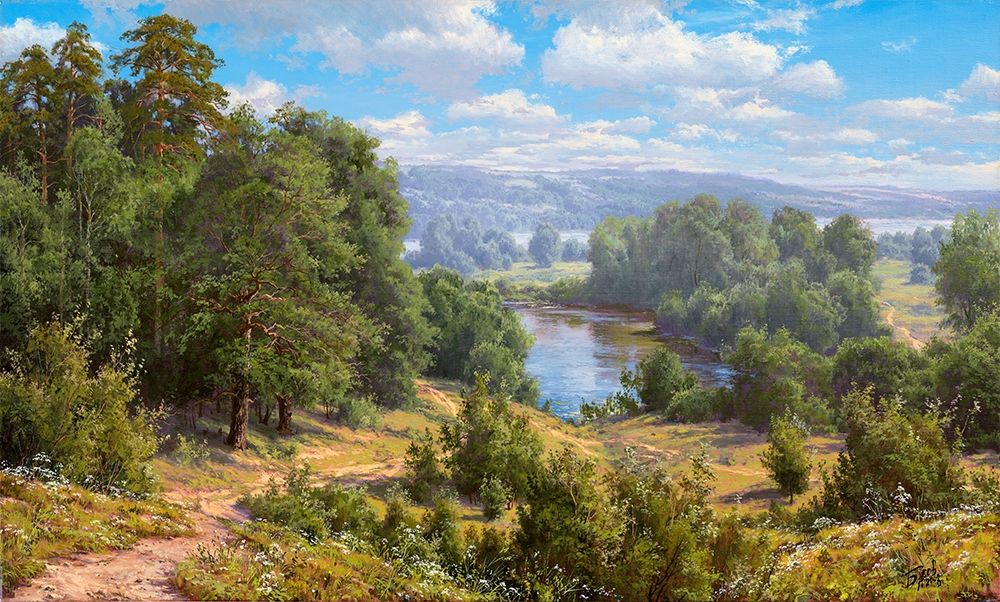 Landscape with river - 2 art print by Sergej Basov for $57.95 CAD