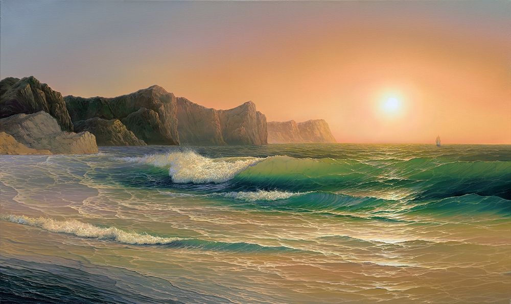 Evening wave art print by Elena Beregovaya for $57.95 CAD