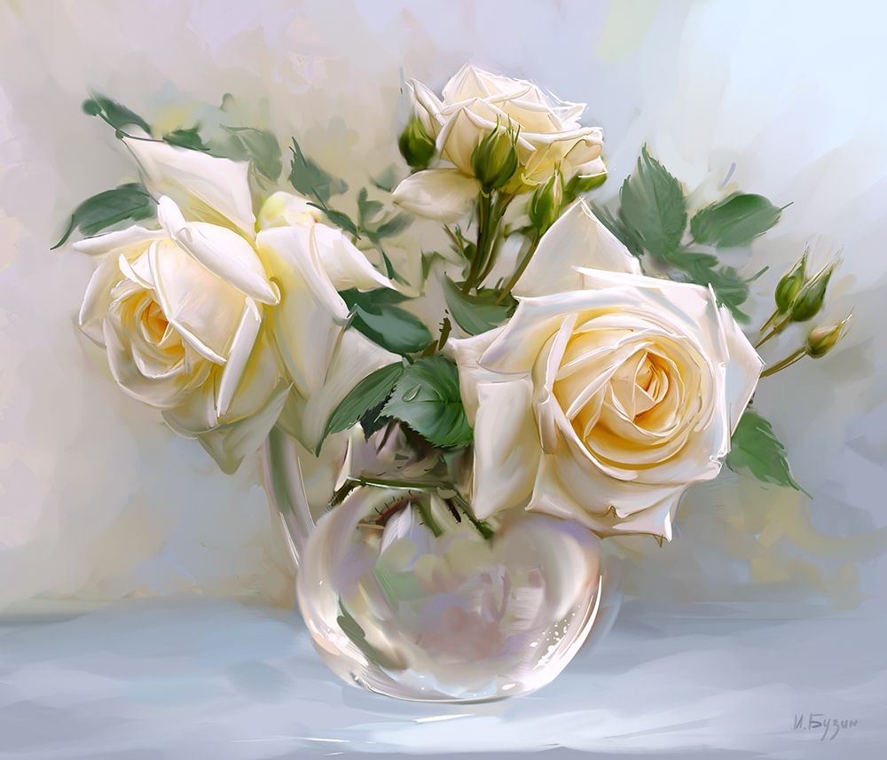 White roses art print by Igor Buzin for $57.95 CAD