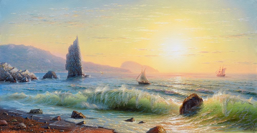 Morning. Rock. Sail art print by Alexander Goryachev for $57.95 CAD